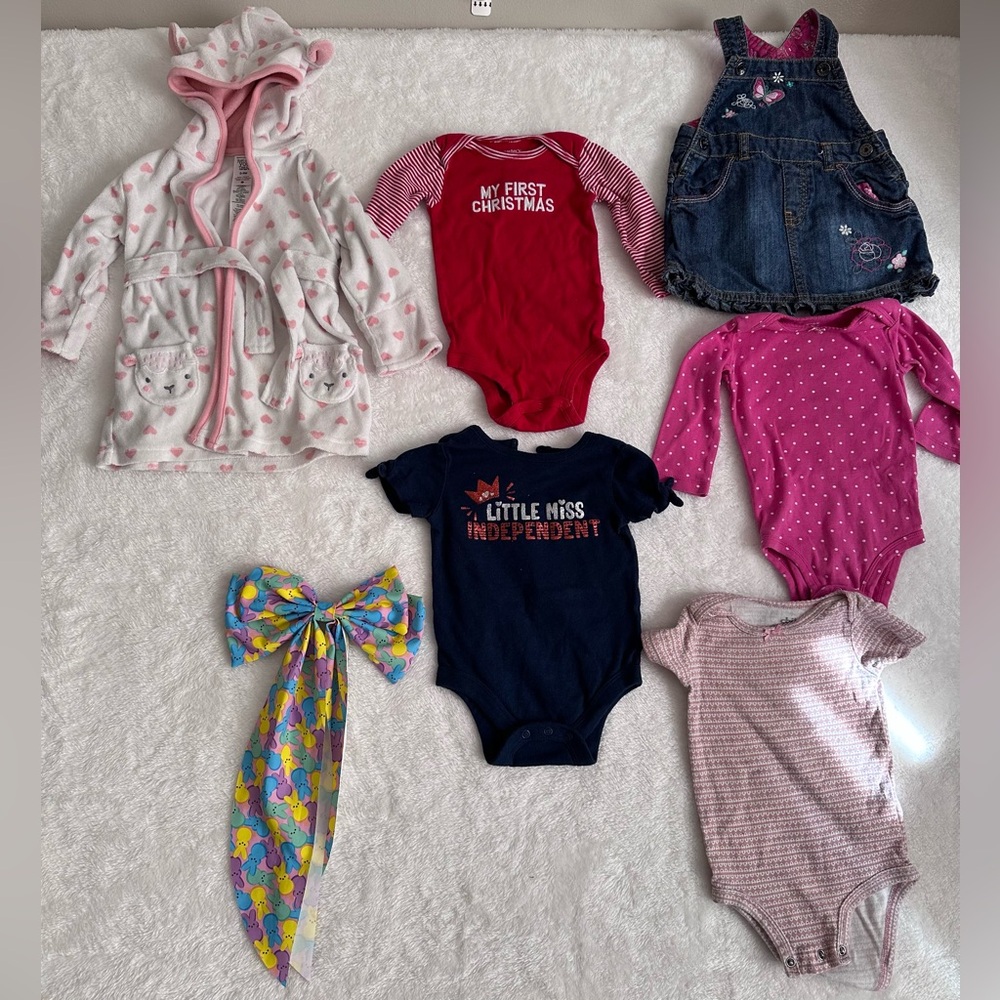 Baby Girl Clothing Bundle (7pc) Size 6-9 month Carter’s, Just One You, & More